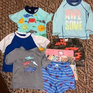 Lot of 12 Month Boys Swim trunks and tops- OP/Carters and Cat & Jack